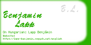 benjamin lapp business card